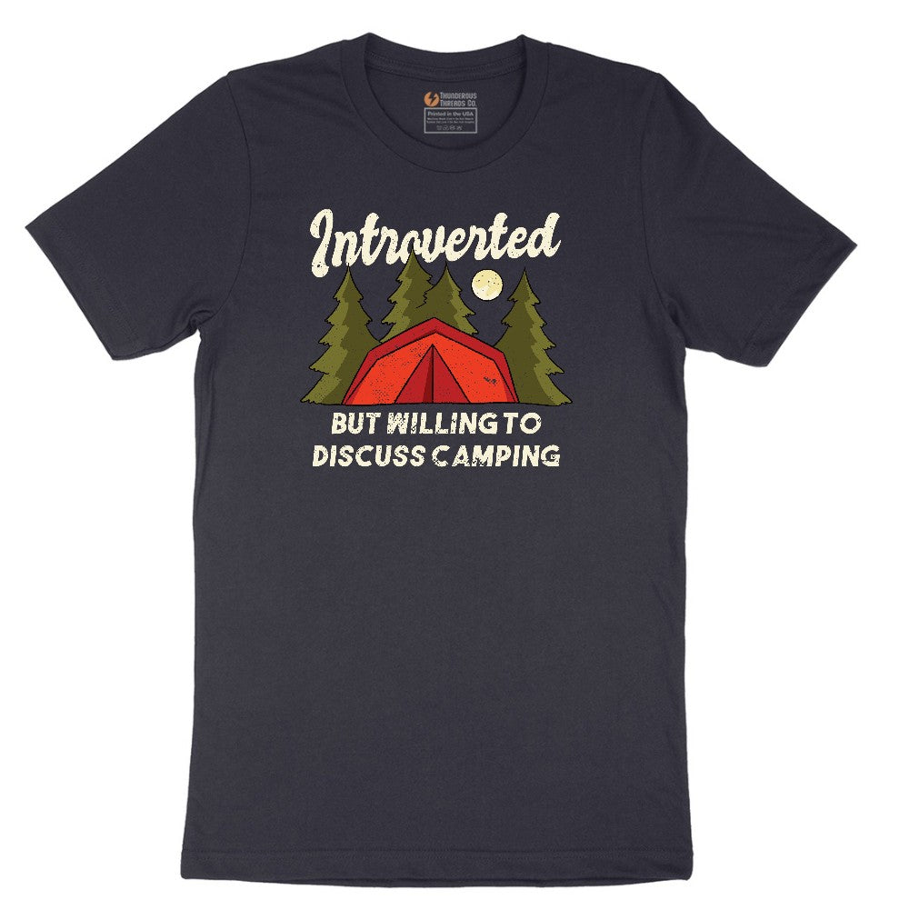 Introverted but Willing to Discuss Camping Short Sleeve Tee - Deep Navy