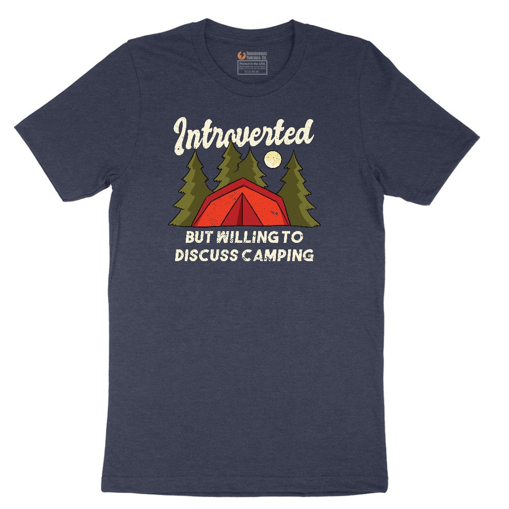 Introverted but Willing to Discuss Camping Short Sleeve Tee - Heather Navy