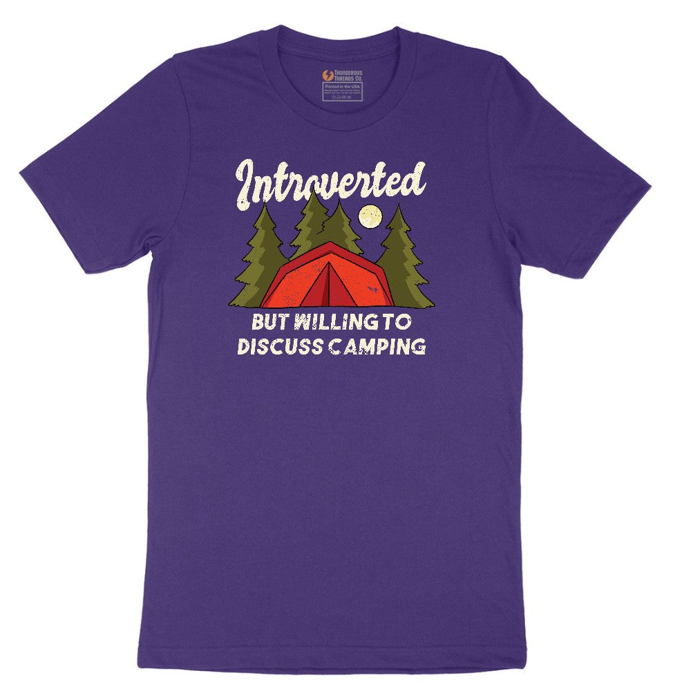 Introverted but Willing to Discuss Camping Short Sleeve Tee - Team Purple