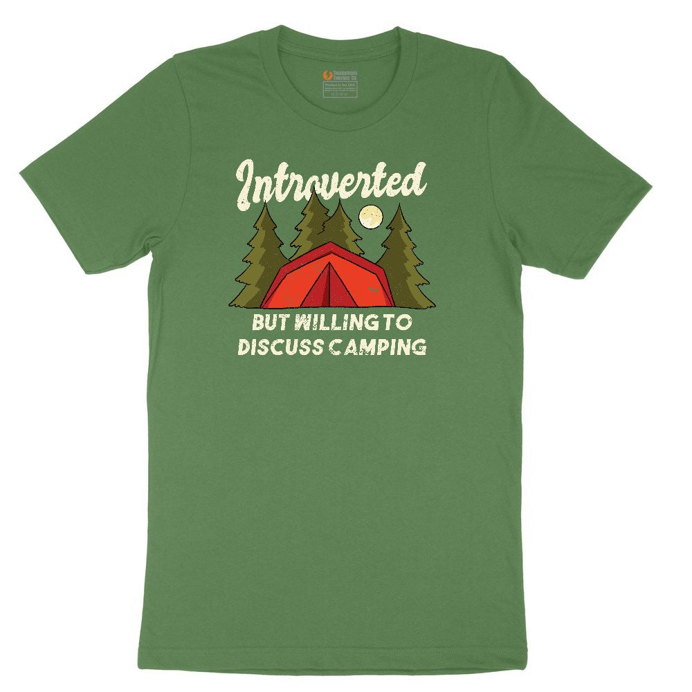 Introverted but Willing to Discuss Camping Toddler Short Sleeve Tee - Athletic Kelly