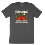 Introverted but Willing to Discuss Camping Toddler Short Sleeve Tee - Dark Heather Grey