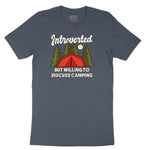Introverted but Willing to Discuss Camping Toddler Short Sleeve Tee - Heather Navy