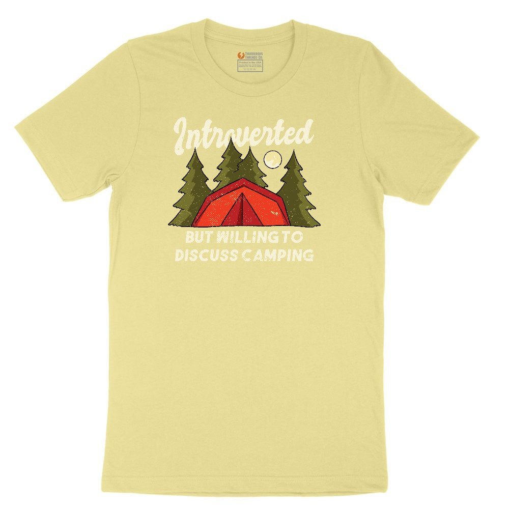 Introverted but Willing to Discuss Camping Toddler Short Sleeve Tee - Yellow