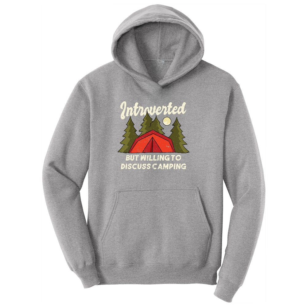 Introverted but Willing to Discuss Camping Youth Hoodie - Athletic Heather