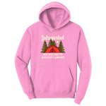 Introverted but Willing to Discuss Camping Youth Hoodie - Candy Pink
