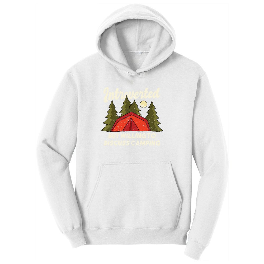 Introverted but Willing to Discuss Camping Youth Hoodie - White