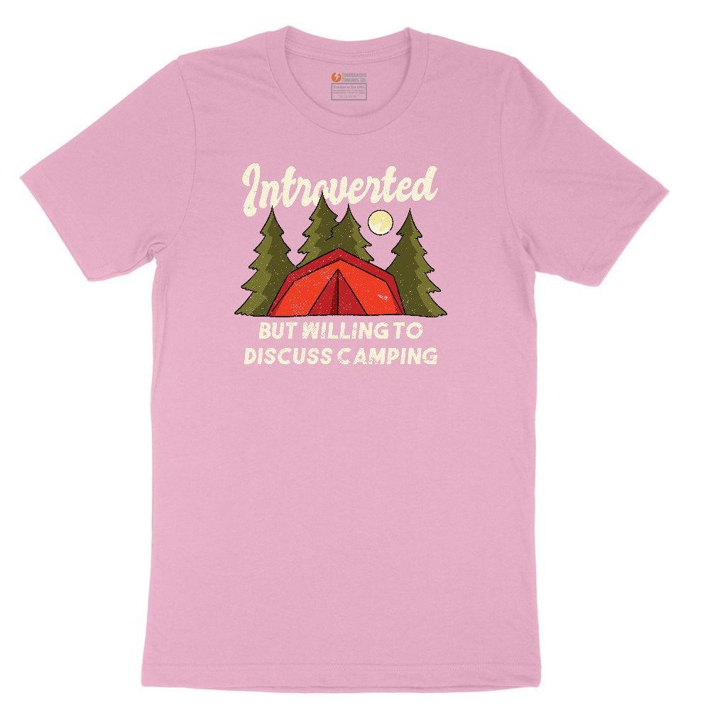 Introverted but Willing to Discuss Camping Youth Short Sleeve Tee - Candy Pink