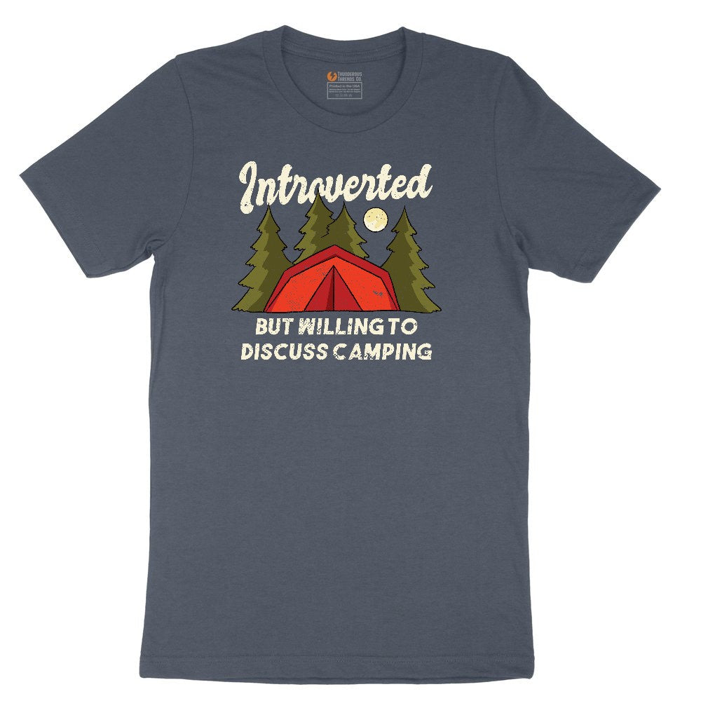 Introverted but Willing to Discuss Camping Youth Short Sleeve Tee - Heather Navy