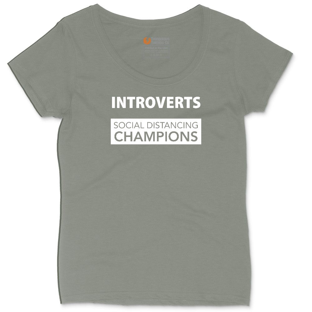 Introverts Social Distancing Champions Ladies Curvy Tee - Bamboo Blackout