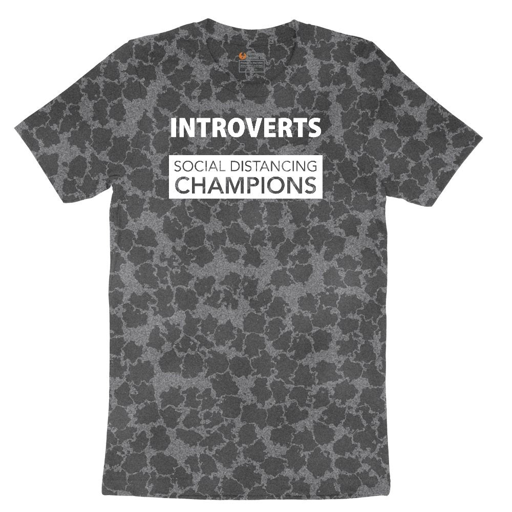 Introverts Social Distancing Champions Ladies Short Sleeve Tee - Black Leopard