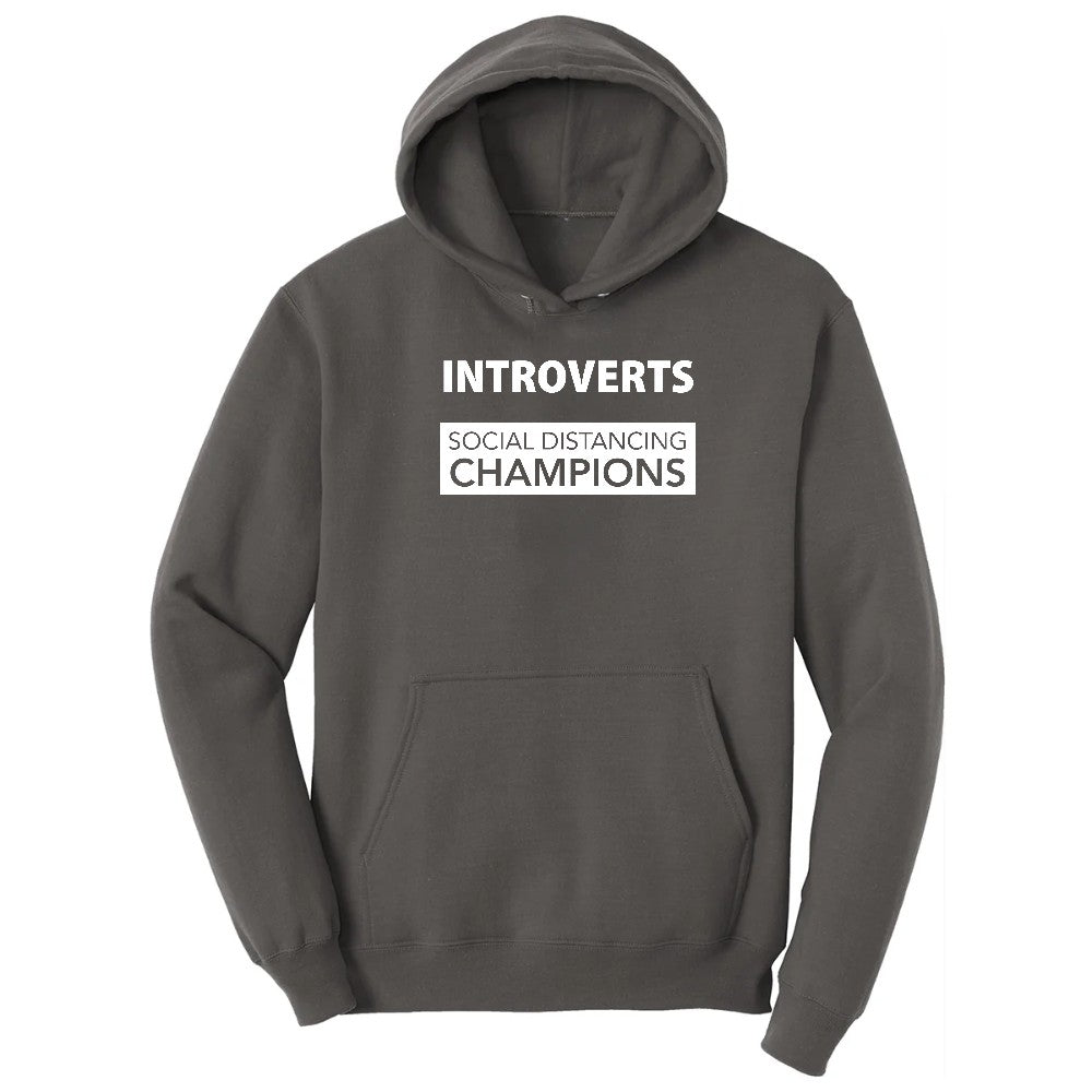 Introverts Social Distancing Champions - Mens & Ladies T-Shirt Hoodie - Charcoal