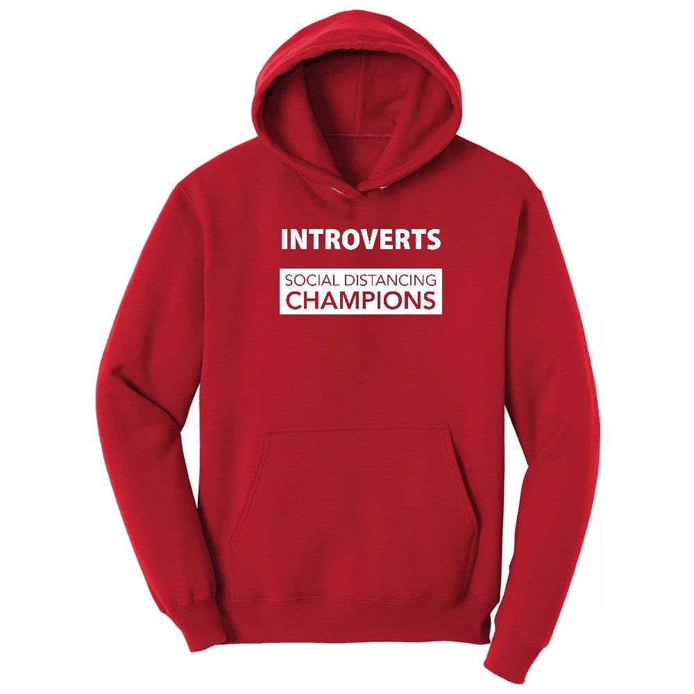 Introverts Social Distancing Champions - Mens & Ladies T-Shirt Hoodie - Red