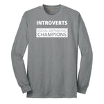 Introverts Social Distancing Champions - Mens & Ladies T-Shirt Long Sleeve Tee - Athletic Grey
