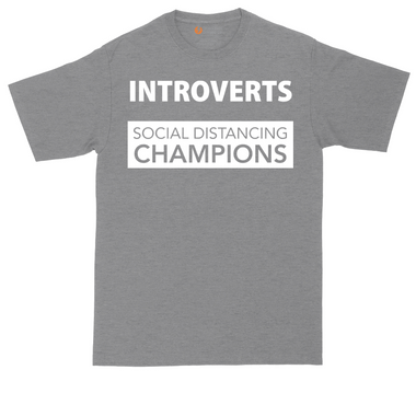 Introverts - Social Distancing Champions tall t-shirt for men in Dark Heather Grey