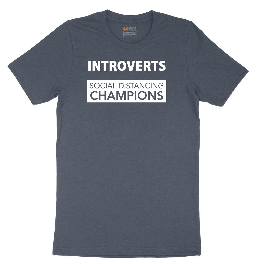 Introverts Social Distancing Champions Toddler Short Sleeve Tee - Heather Navy