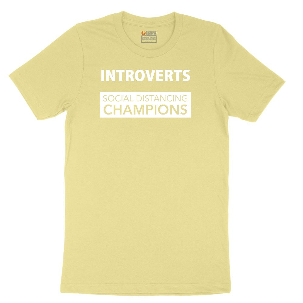 Introverts Social Distancing Champions Youth Short Sleeve Tee - Yellow