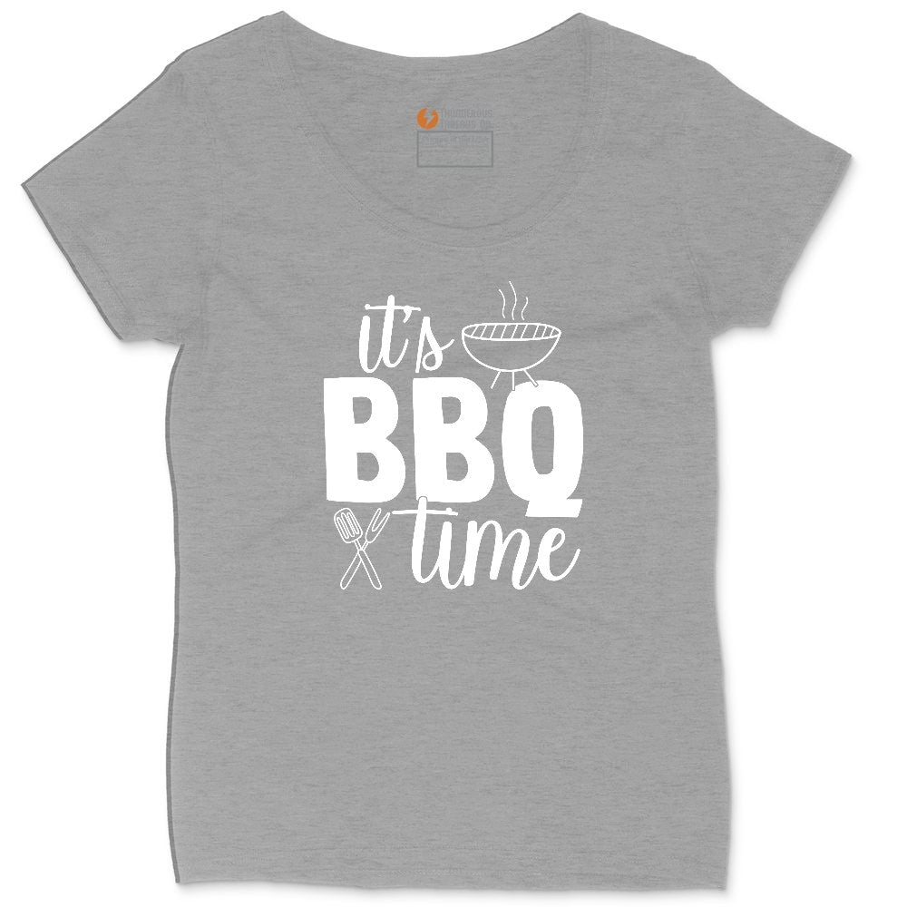 Its BBQ Time Ladies Curvy Tee - Granite Heather
