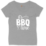 Its BBQ Time Ladies Curvy Tee - Granite Heather