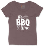 Its BBQ Time Ladies Curvy Tee - Sangria Blackout