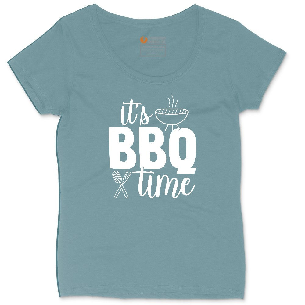 Its BBQ Time Ladies Curvy Tee - Surf Blackout