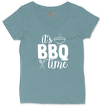 Its BBQ Time Ladies Curvy Tee - Surf Blackout
