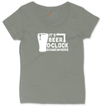 Its Beer OClock Somewhere Ladies Curvy Tee - Bamboo Blackout