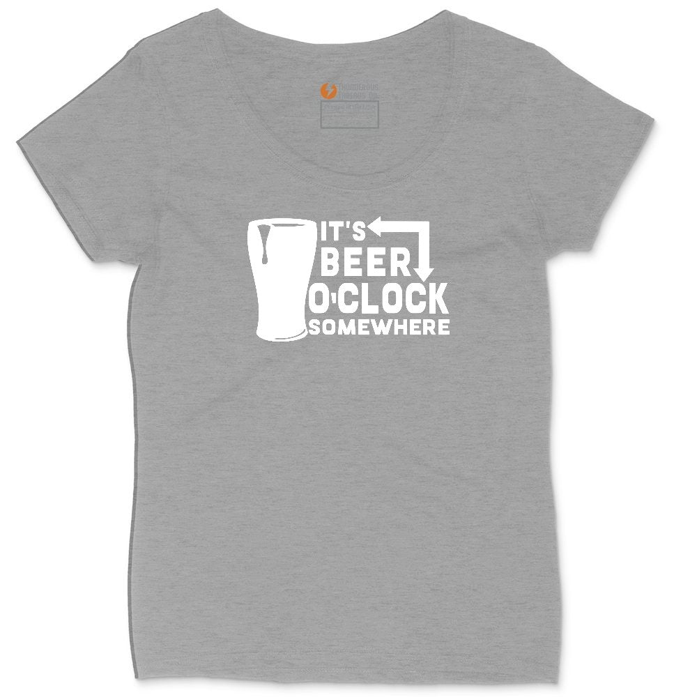Its Beer OClock Somewhere Ladies Curvy Tee - Granite Heather
