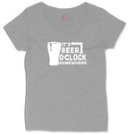 Its Beer OClock Somewhere Ladies Curvy Tee - Granite Heather