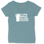 Its Beer OClock Somewhere Ladies Curvy Tee - Surf Blackout