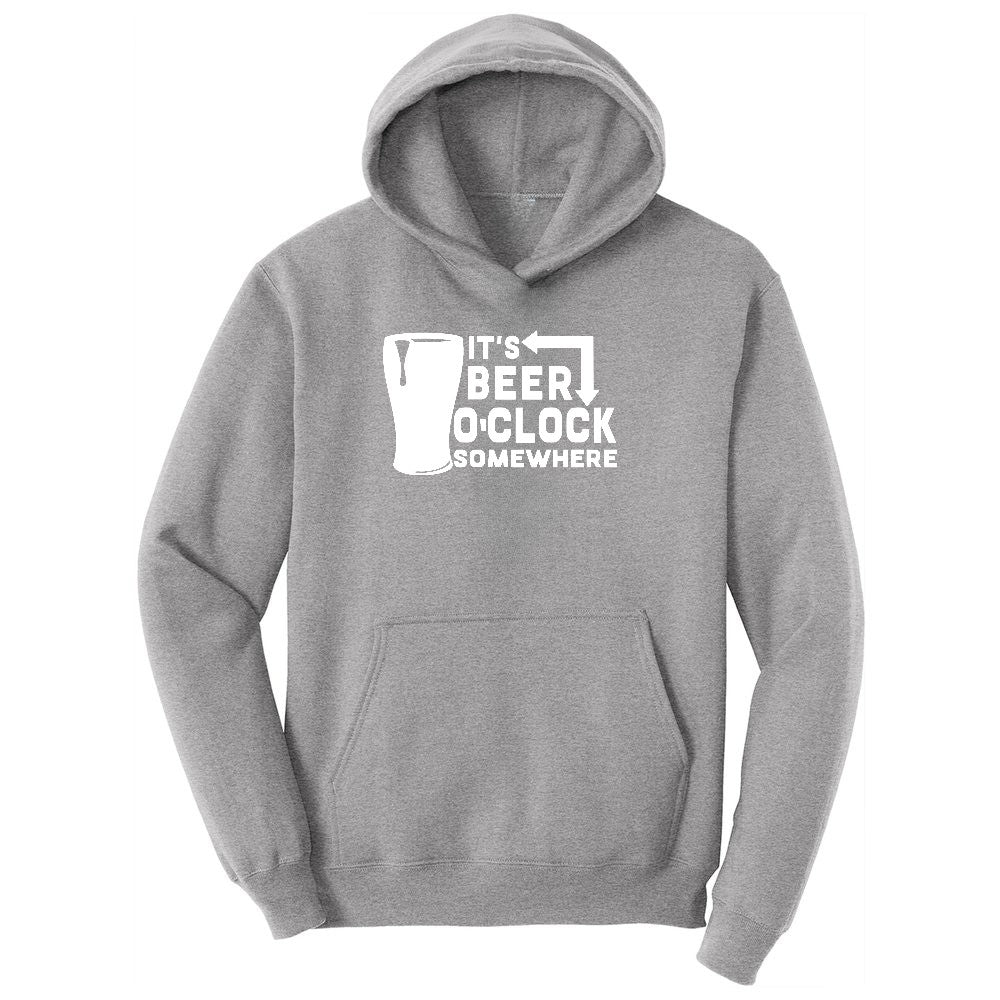 Its Beer OClock Somewhere Ladies Hoodie - Athletic Heather