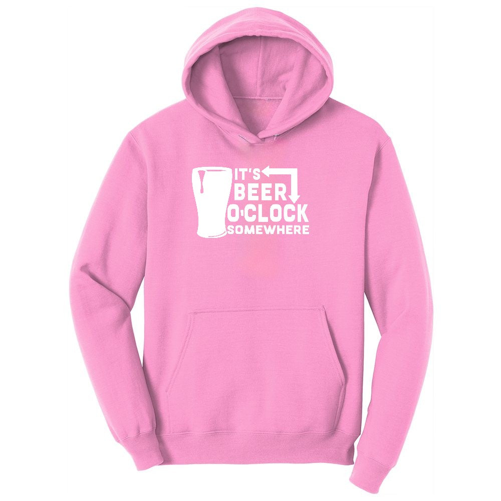 Its Beer OClock Somewhere Ladies Hoodie - Candy Pink