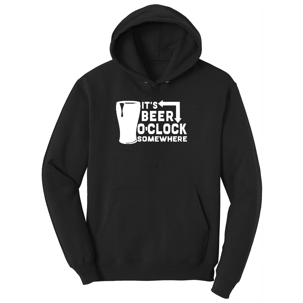 Its Beer OClock Somewhere Ladies Hoodie - Jet Black