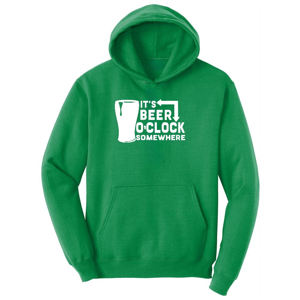 Its Beer OClock Somewhere Ladies Hoodie - Kelly Green