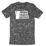 Its Beer OClock Somewhere Ladies Short Sleeve Tee - Black Leopard