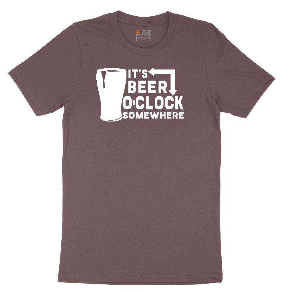 Its Beer OClock Somewhere Ladies Short Sleeve Tee - Sangria Blackout