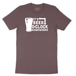 Its Beer OClock Somewhere Ladies Short Sleeve Tee - Sangria Blackout