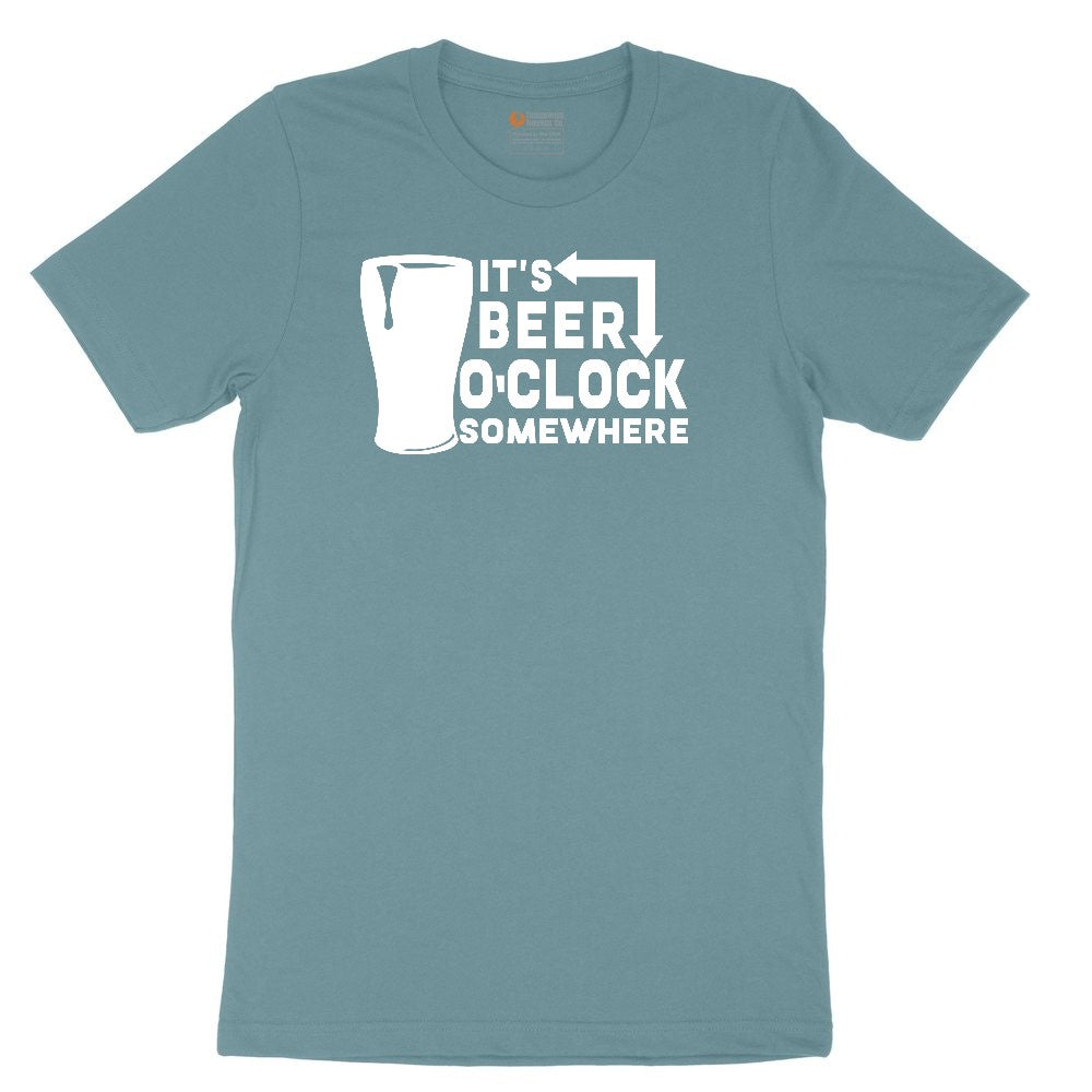Its Beer OClock Somewhere Ladies Short Sleeve Tee - Surf Blackout