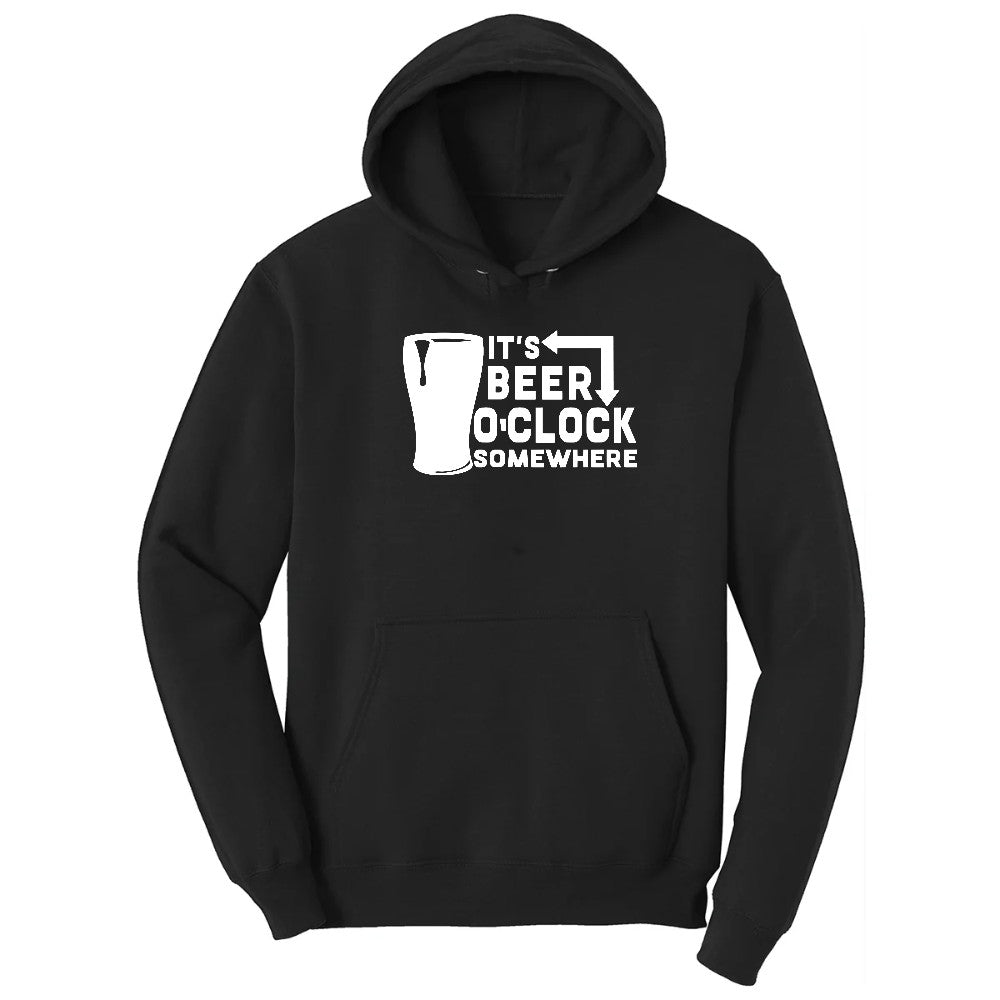 Its Beer OClock Somewhere Hoodie - Jet Black