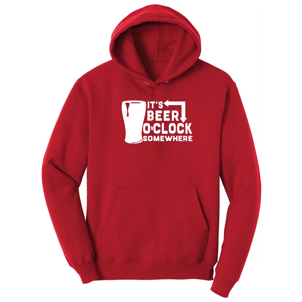 Its Beer OClock Somewhere Hoodie - Red