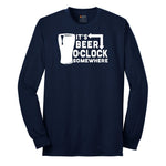 Its Beer OClock Somewhere Long Sleeve Tee - Navy