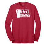 Its Beer OClock Somewhere Long Sleeve Tee - Red
