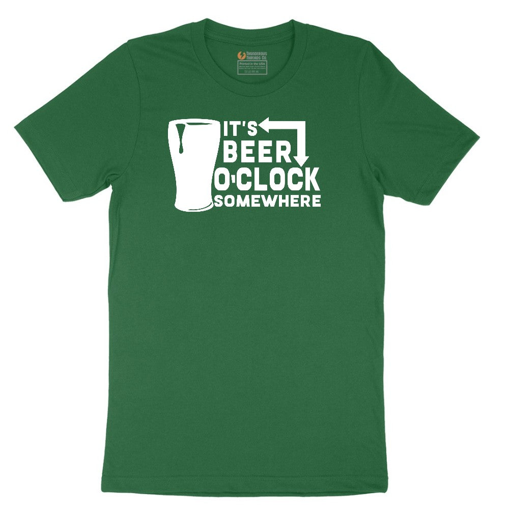 Its Beer OClock Somewhere Short Sleeve Tee - Athletic Kelly