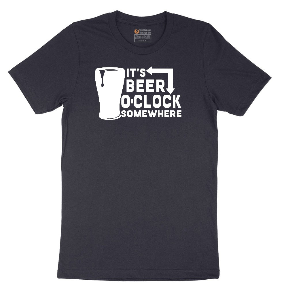 Its Beer OClock Somewhere Short Sleeve Tee - Deep Navy