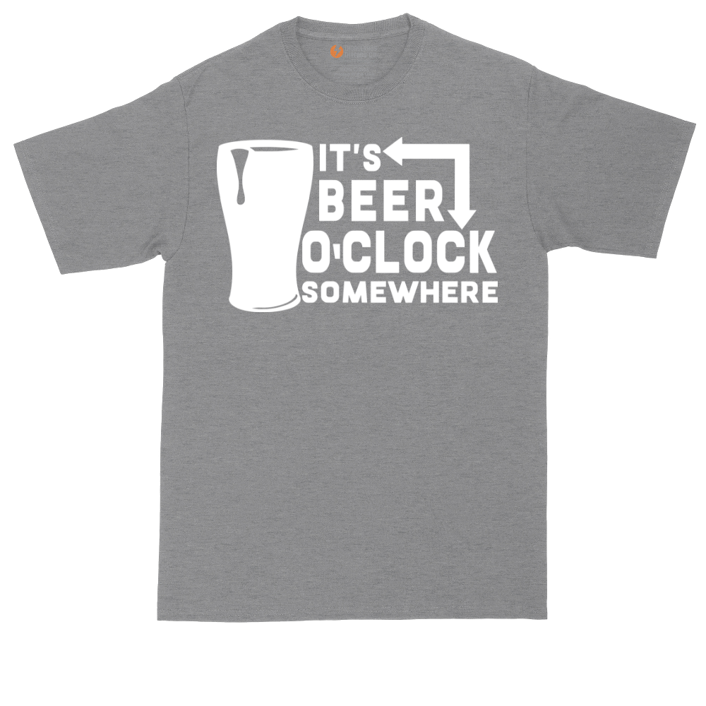 It's Beer O'Clock Somewhere tall t-shirt for men in Athletic Heather