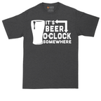 It's Beer O'Clock Somewhere tall t-shirt for men in Dark Heather Grey
