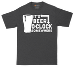 It's Beer O'Clock Somewhere tall t-shirt for men in Dark Heather Grey