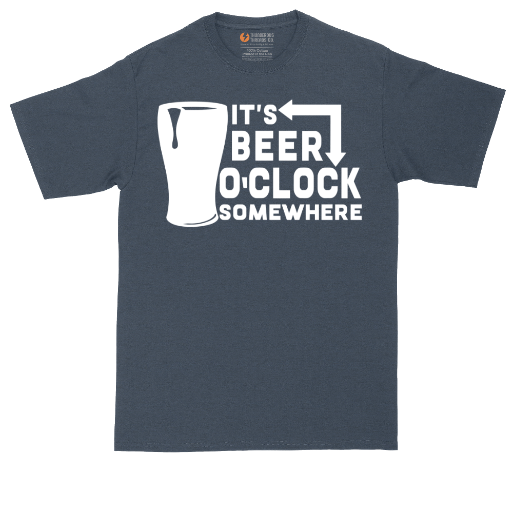 It's Beer O'Clock Somewhere tall t-shirt for men in Heather Navy