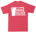 It's Beer O'Clock Somewhere tall t-shirt for men in Heather Red