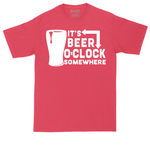 It's Beer O'Clock Somewhere tall t-shirt for men in Heather Red