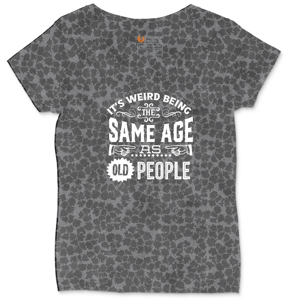 Its Weird Being the Same Age as Old People Ladies Curvy Tee - Black Leopard